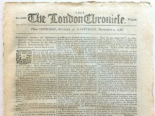 1788 London Newspaper Red Tax Stamp.  King George Iii.  Europe Wars Goths Vandals