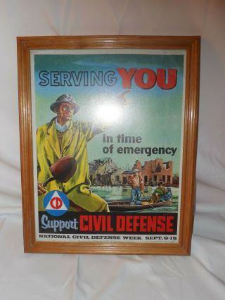 Vintage 1956 Bsa Civil Defense Poster Natonal Civil Defense Week Framed