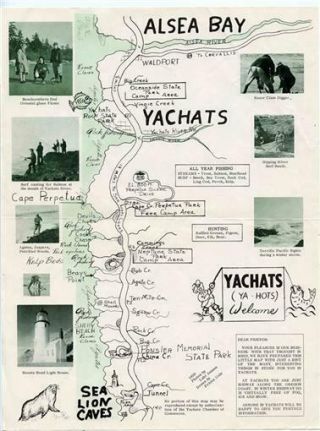 Yachats Oregon Brochure Us 101 Coast Highway Sea Lion Caves Alsea Bay 1950