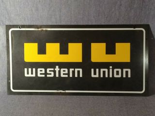 Vintage Western Union Double Sided Porcelain Sign 30 