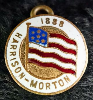 1888 Benjamin Harrison Levi Morton Presidential Campaign Enamel Button Charm