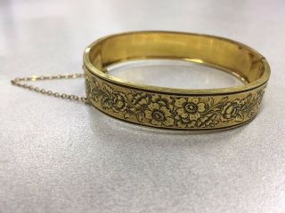 Antique S.  O Bigney & Co.  1/20 10k Rolled Gold Floral Bangle Bracelet