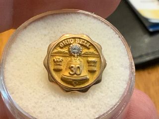 Ohio Bell Telephone Co.  10k Gold Large Diamond 30 Years Of Service Award Pin.