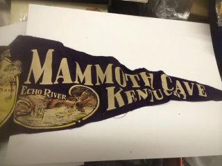 Vintage 28 " Mammoth Cave Ky Kentucky Felt Pennant Echo Lake Souvenir