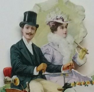 L AntiqueEmbosChromo Victorian Card/ Scrap/Ad.  ' TUCKERS '.  Ride in a Classic Car 2