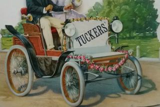 L AntiqueEmbosChromo Victorian Card/ Scrap/Ad.  ' TUCKERS '.  Ride in a Classic Car 3