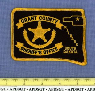 Grant County Sheriff Milbank South Dakota Police Patch State Shape