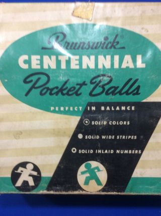 Vintage Set Of Brunswick Centennial Pool Balls
