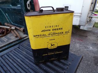 Vintage John Deere 2 Gallon Metal Green Motor Special Oil Can 4 Leg Deer