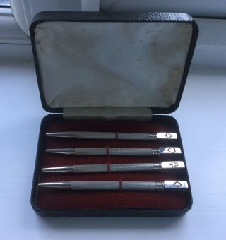 Boxed Set Of 4 Sterling Silver Bridge/card Pencils