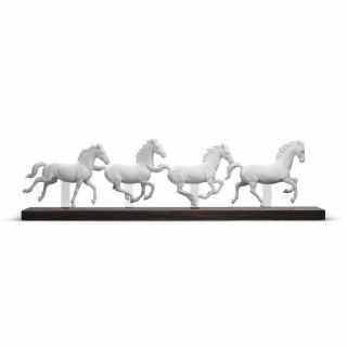" Broken " Lladro Galloping Herd Horses Figurine.  Boxe.