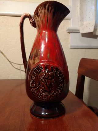 Roman Emperor Galba 68 - 69 Ad Vintage Flame Drip Glaze Ceramic Pitcher