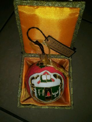 Kitty Keller Delta Zeta Cloisonne Rare Christmas Ornament 24k Gold Plated Pink