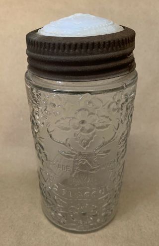 Antique Flaccus Brothers " Steer Head " Fruit Jar With Scarce Milk Glass Domed Lid
