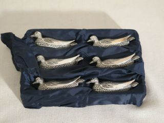 Set Of 6 Silver Plated Duck Knife Rests By Silea