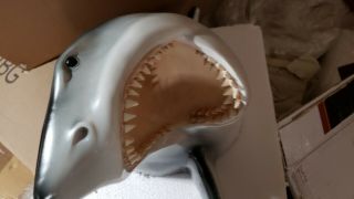 Large Life Size Great White Shark Head Wall Mount Statue W/awesome Teeth Mako