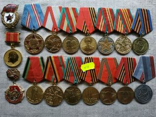 Veteran Ww2 Set Of 17 Ussr Soviet Russian Military Medal № 4