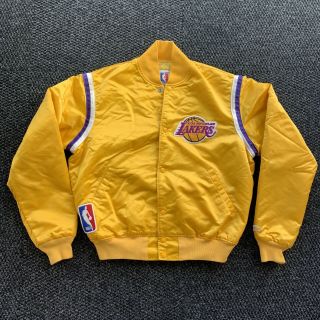 Vintage 80s 90s Los Angeles Lakers Satin Jacket Nba Starter Mens Large Bomber Og
