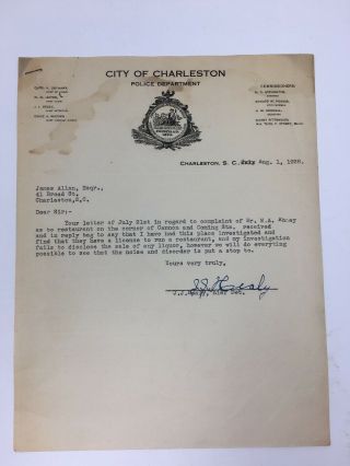Prohibition Letter Charleston Sc Police Alcohol Sales Complaint Investigation