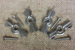 4 Old Bow Tie 1 3/4” Turn Latches Buttons Cupboard Cabinet Vintage Steel Stock