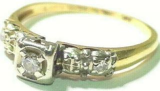 VINTAGE ANTIQUE SOLID 14K YELLOW GOLD RING WITH DIAMONDS SIZE 8 3