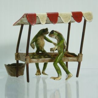 Antique Franz Bergman Vienna Bronze Frog Market Hawker - Cold Painted