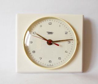 Vintage Art Deco Style 1970s Ceramic Kitchen Wall Clock Diehl Electro
