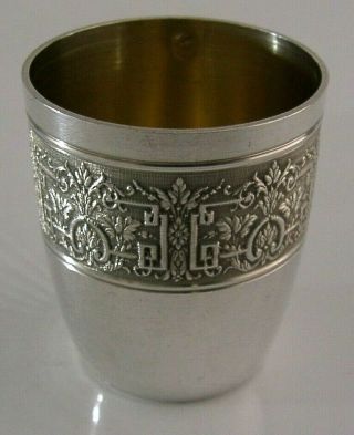 ART DECO FRENCH STERLING SILVER WHISKY TOT CUP c1910 ANTIQUE BARWARE 3
