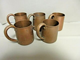 5 Vintage West Bend Solid Copper Mugs - Old Moscow Mule Cups