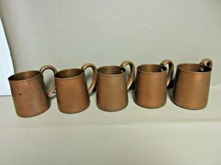 5 Vintage West Bend Solid Copper Mugs - Old Moscow Mule Cups 3
