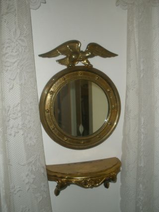 Vintage Brass Eagle Mirror With Shelf