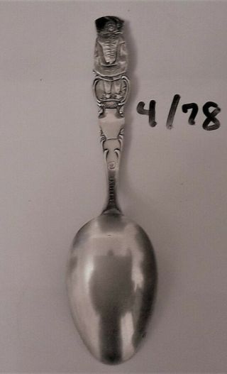 Antique Sterling Souvenir Spoon Indian Squaw With Swstika (peace Symbol)