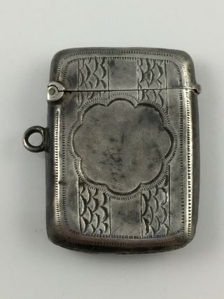 Hallmarked Silver Vesta Case Match Safe Birmingham,  1910