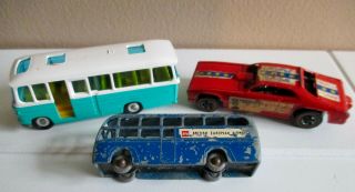 Vintage Lesney Matchbox No.  58 Bea Coach / Grey Wheels Plus 2 Bonus Toys