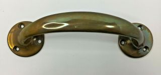 Old Antique Vintage Brass Door Pull Handle 15.  4cm Long (ref3)