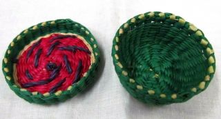 Watermelon tiny VTG RED GREEN Sweetgrass basket with lid 1.  5 