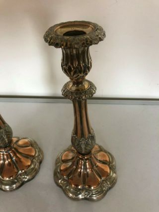SILVER PLATED ON COPPER CANDLESTICK WITH A FILLED BASE 10 