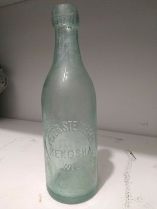 1880s Peter Steinbach Blob Beer Brewing Bottle Kenosha Wis Wi Wisconsin Htf