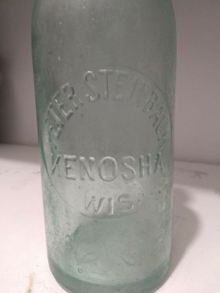 1880s PETER STEINBACH Blob Beer Brewing Bottle KENOSHA WIS WI WISCONSIN HTF 2