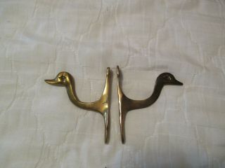 Vintage Brass Duck Head Hooks Hangers Coat Rack