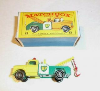 Vintage Matchbox Series Lesney 13 Dodge Bp Wreck Truck W/box 1970