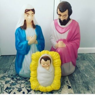 Vintage Empire Christmas Nativity Blow Mold 3 Piece Set Mary Joseph Baby Jesus