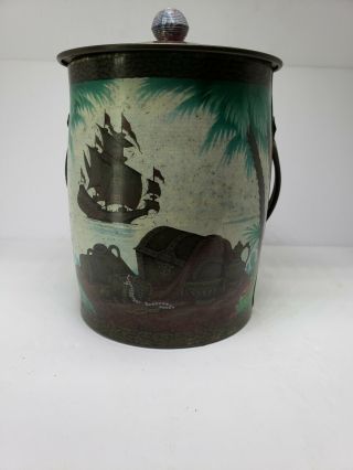 Fabulous Vintage Baret Ware England " Treasure " Biscuit Tin Pirate Theme Large