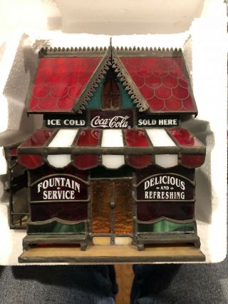 Coca Cola Franklin Stained Glass Corner Store Light Up 1995