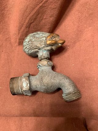 Vintage Hedgehog Solid Brass Garden Hose Water Tap Spigot Very Cute