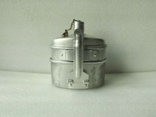 Vintage Military Bulgarian Wwii Aluminum Water Canteen With 2 Soup Bowl