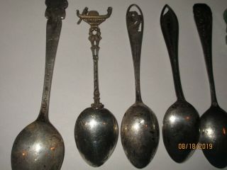 8 1890 ' s - 1900 Antique Sterling Silver Souvenir Spoons Oregon,  Texas,  Indian Etc 2