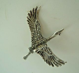 Antique RUSSIAN imperial Faberge design 84 Silver Bird Brooch with stones 2