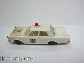 VINTAGE LESNEY MATCHBOX 55 POLICE PATROL CAR FORD GALAXIE WHITE & BOX TOY MODEL 2