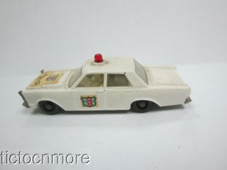 VINTAGE LESNEY MATCHBOX 55 POLICE PATROL CAR FORD GALAXIE WHITE & BOX TOY MODEL 3